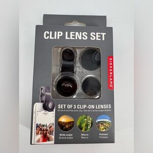 Kikkerland Clip Lens Set Smartphone or Tablet 3 Lenses iPhone iPad
